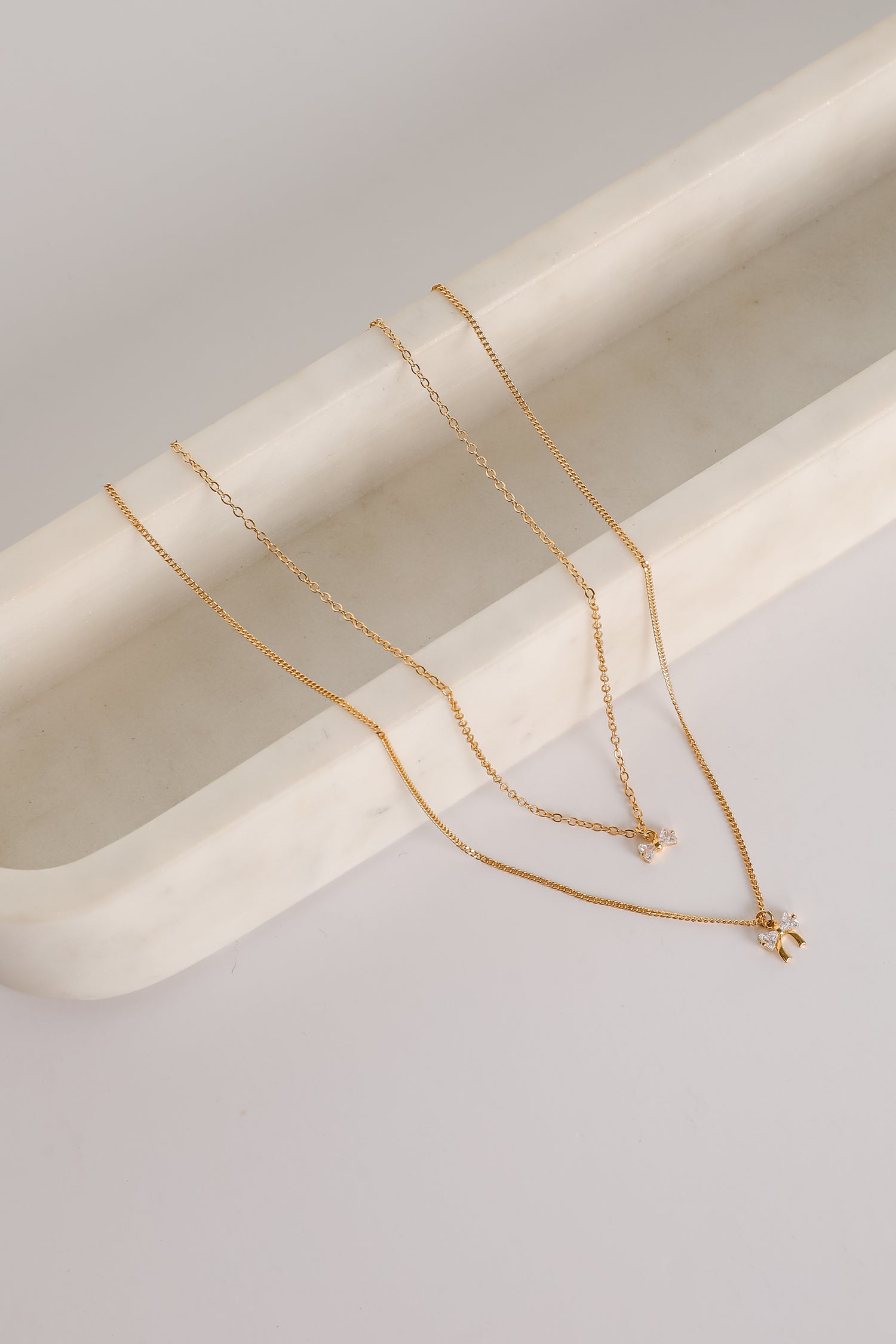 Gianna Gold Bow Charm Layered Necklace