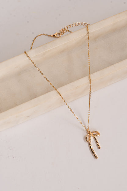 Harley Gold Bow Charm Necklace