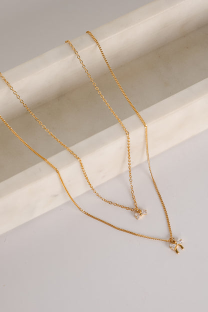 Gianna Gold Bow Charm Layered Necklace