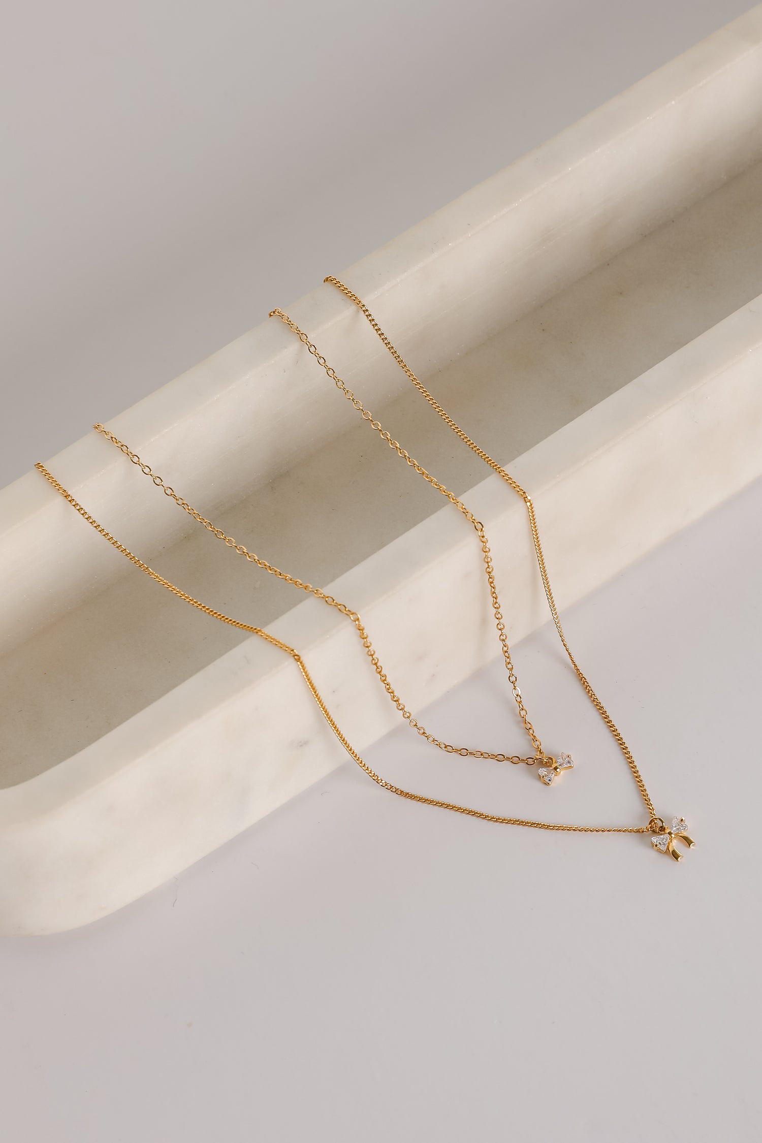 Gianna Gold Bow Charm Layered Necklace