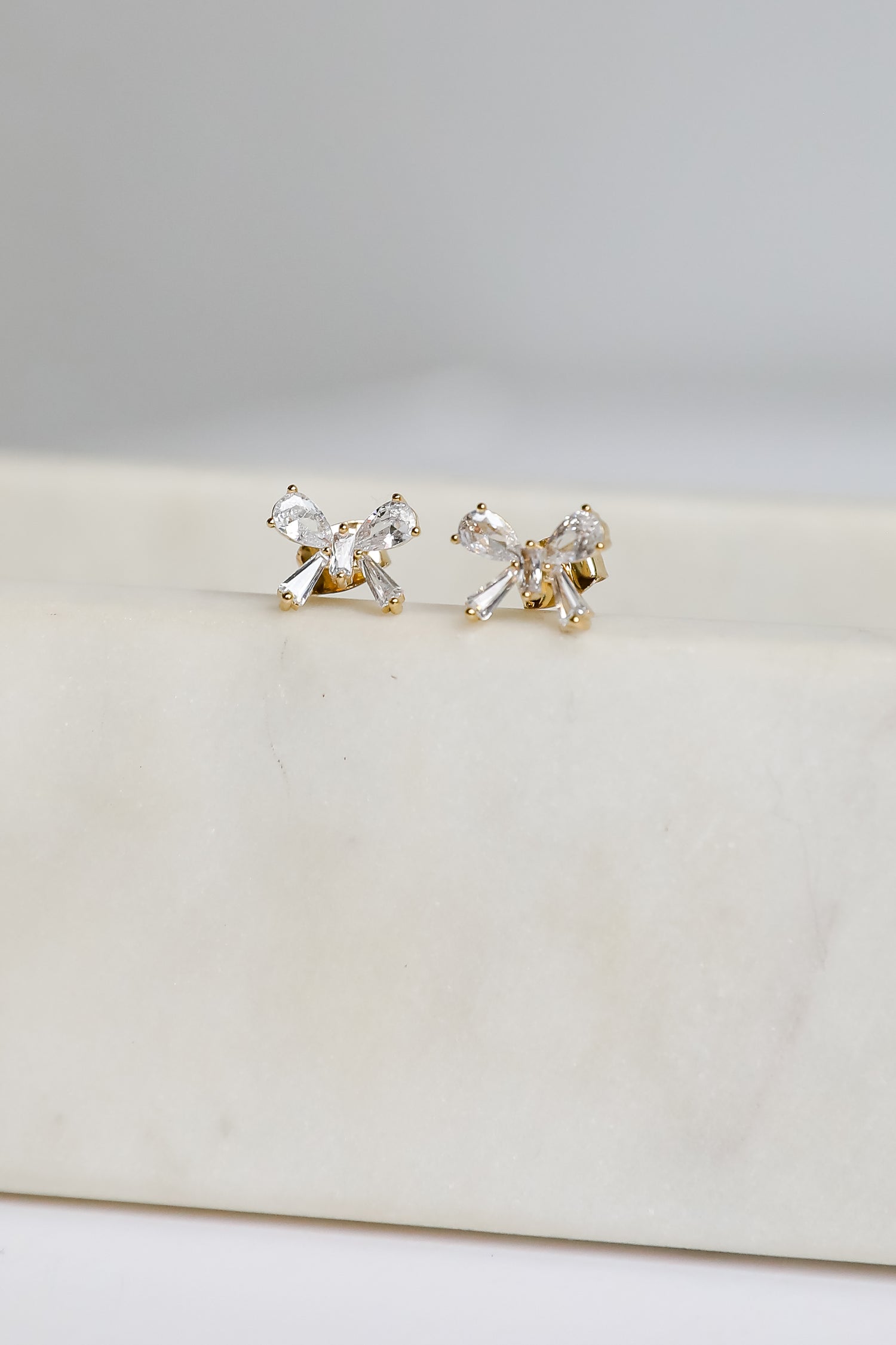 Claudia Gold Gemstone Bow Stud Earrings