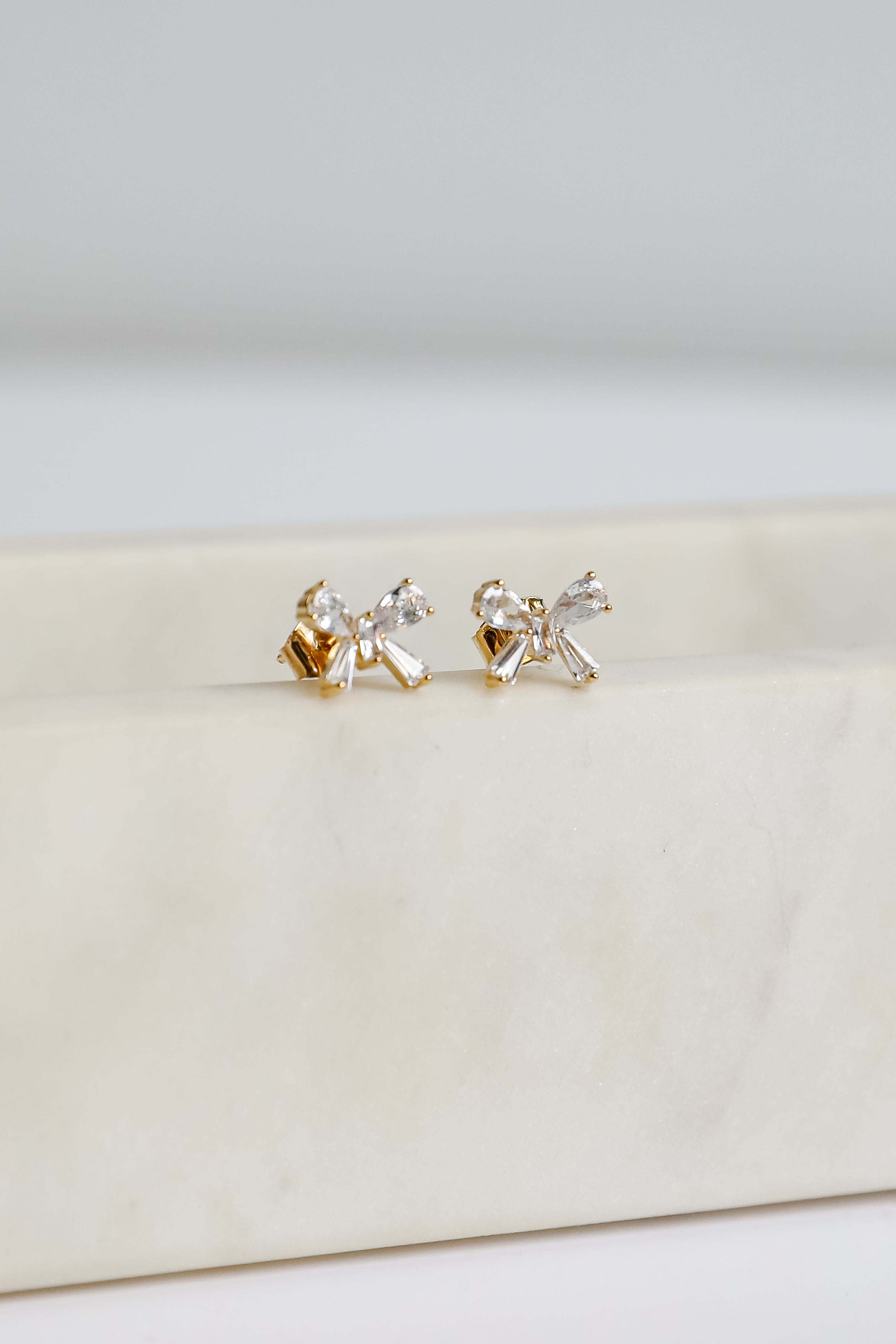 Claudia Gold Gemstone Bow Stud Earrings