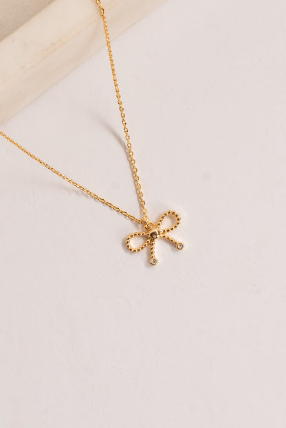 Marissa Gold Bow Charm Necklace