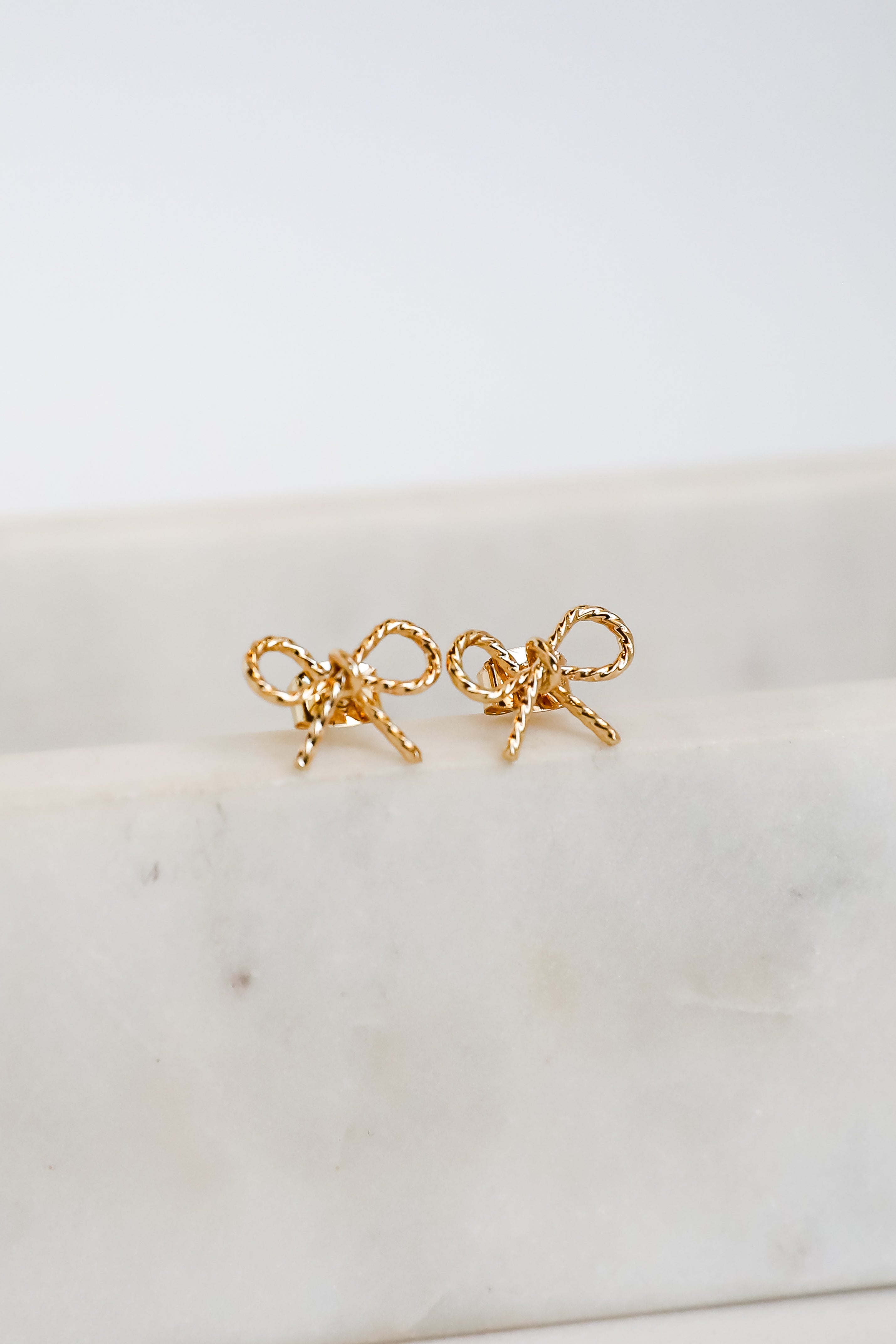 Elaine Gold Bow Stud Earrings