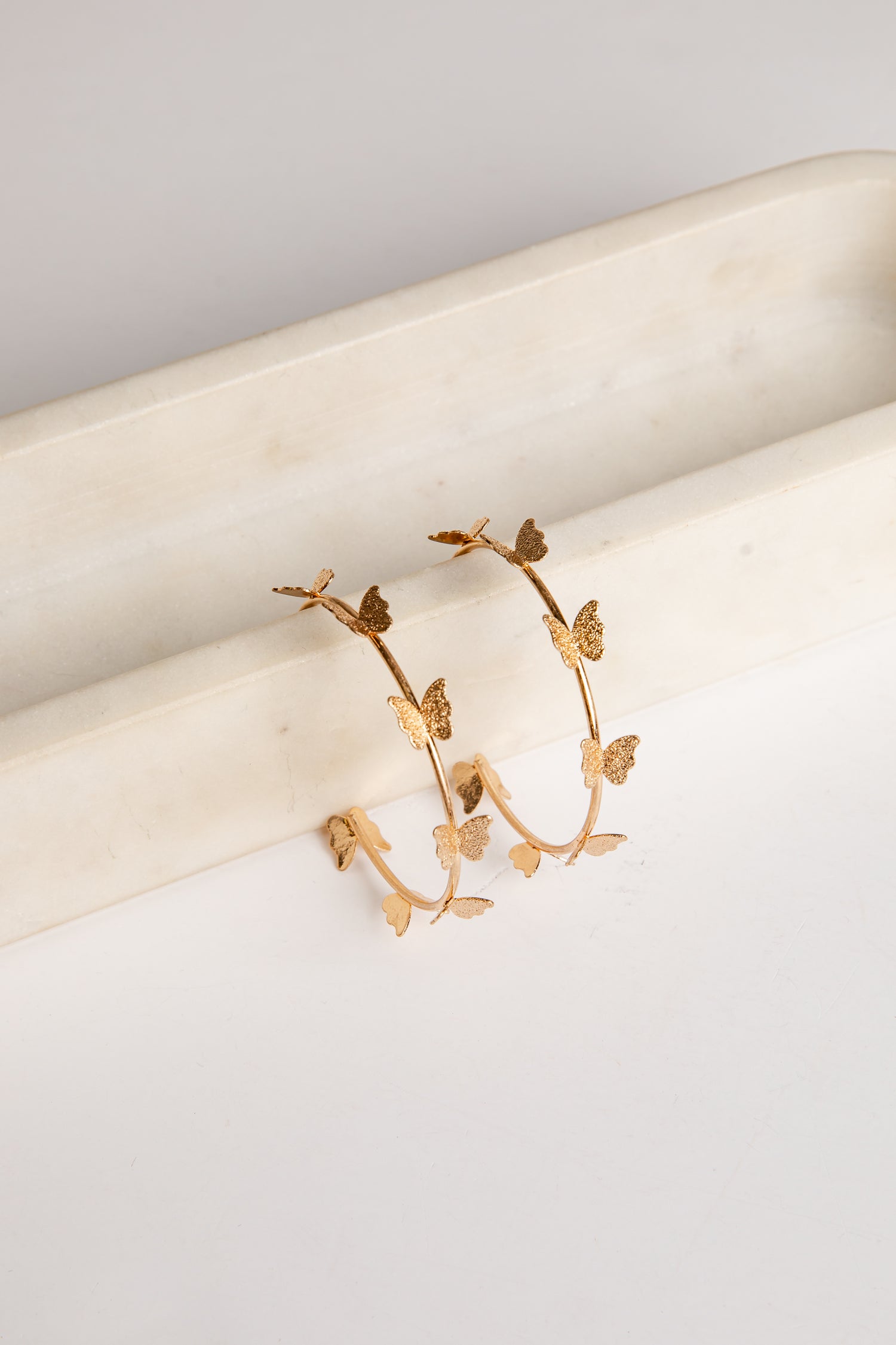 Gold Butterfly Hoop Earrings