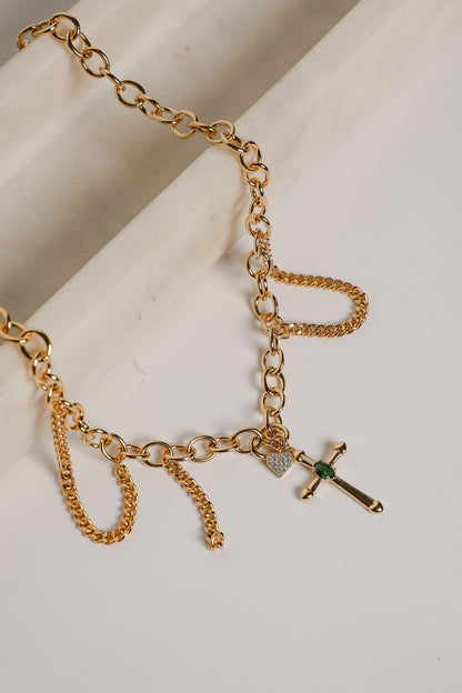 Sophie Gold Cross Charm Necklace
