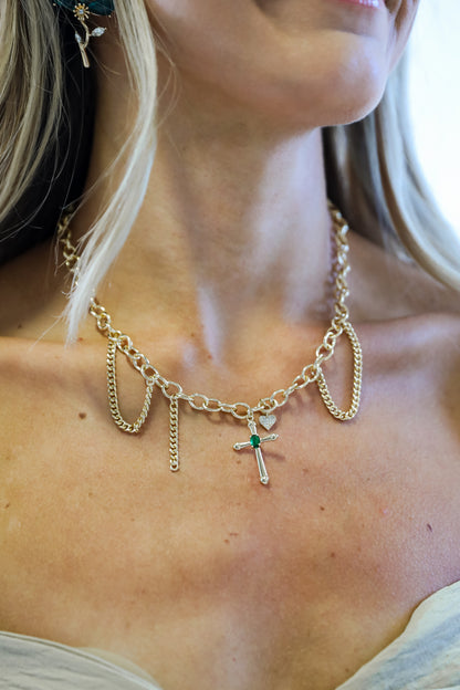 Sophie Gold Cross Charm Necklace