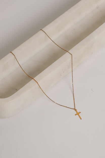 Paisley Gold Cross Charm Necklace