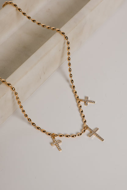 Naomi Gold Cross Charm Necklace