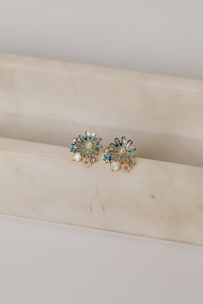 Charlie Gold Flower Stud Earrings