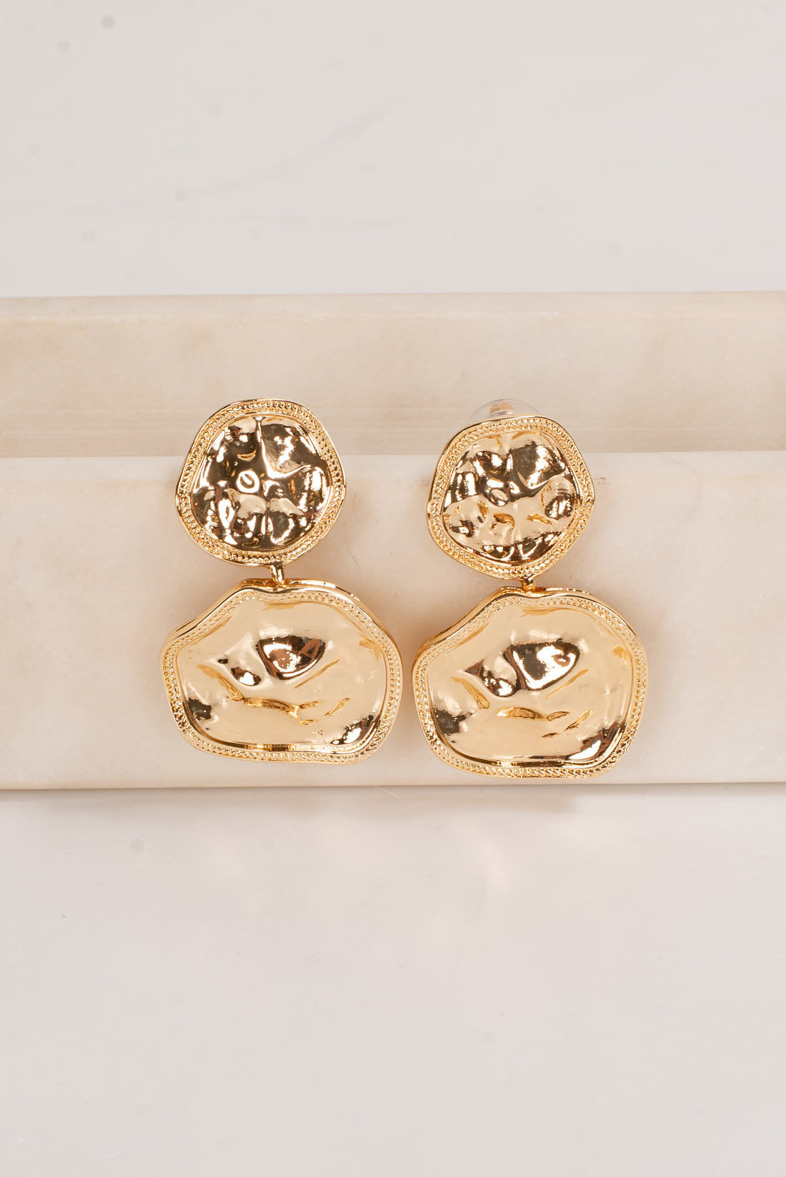 Vanessa Gold Hammered Drop Earrings