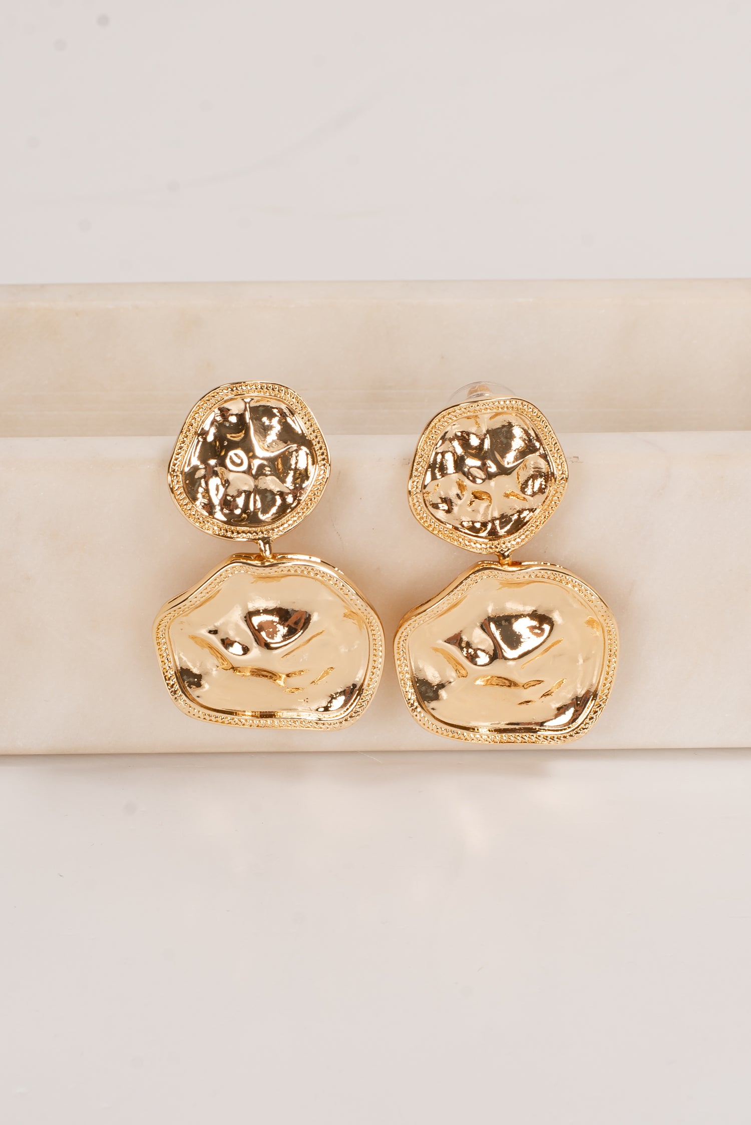 Vanessa Gold Hammered Drop Earrings