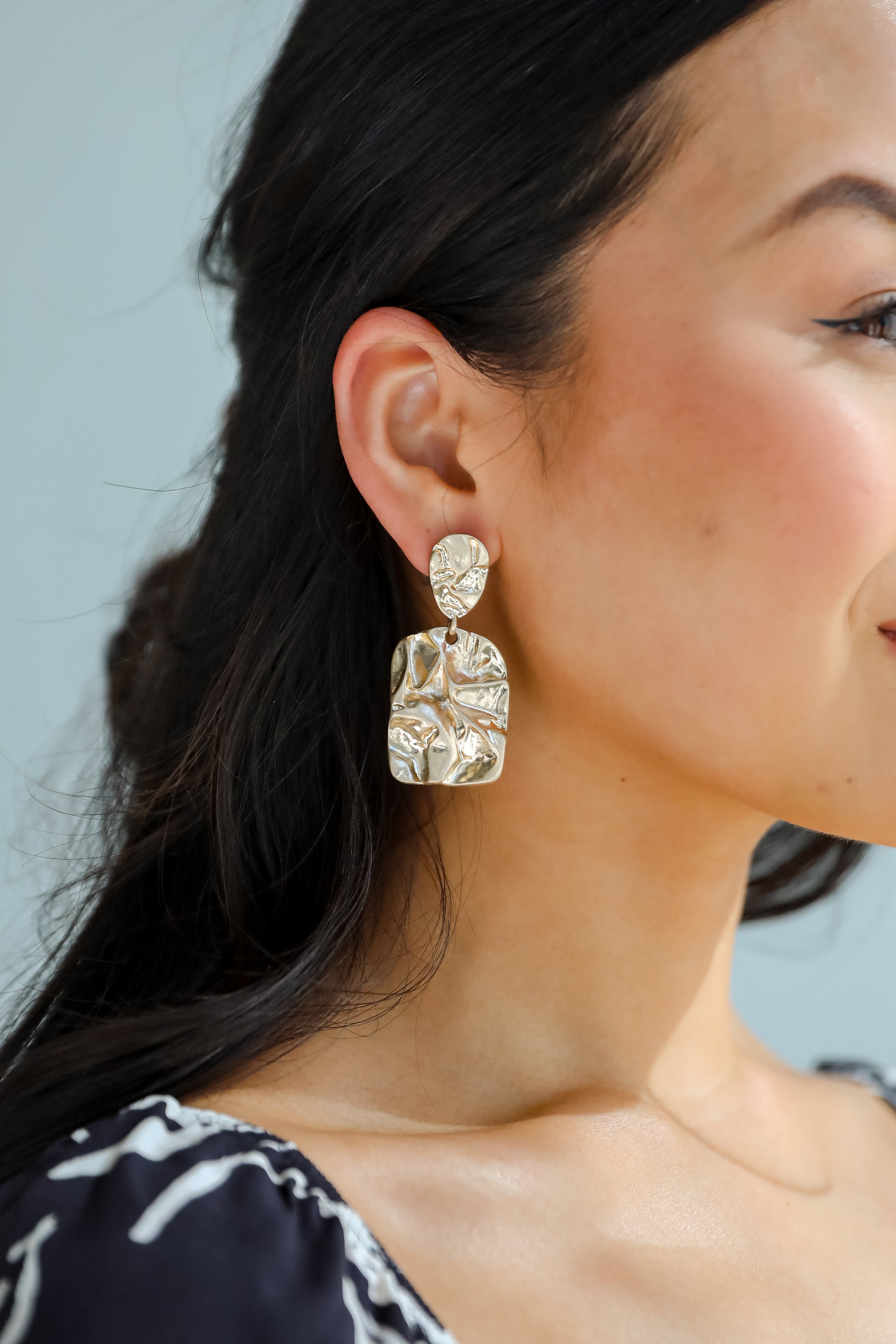 Lola Gold Hammered Drop Earrings