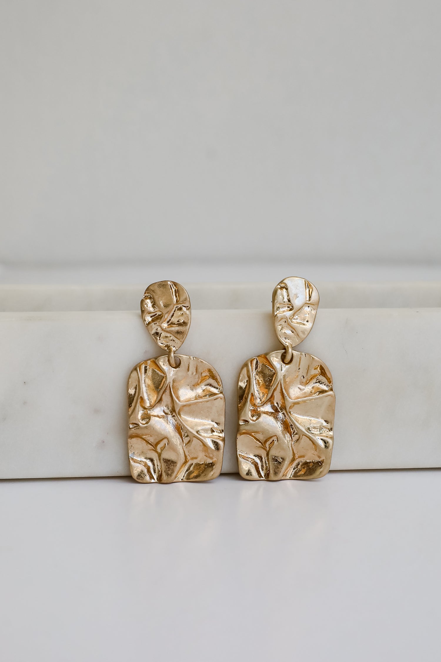 Lola Gold Hammered Drop Earrings