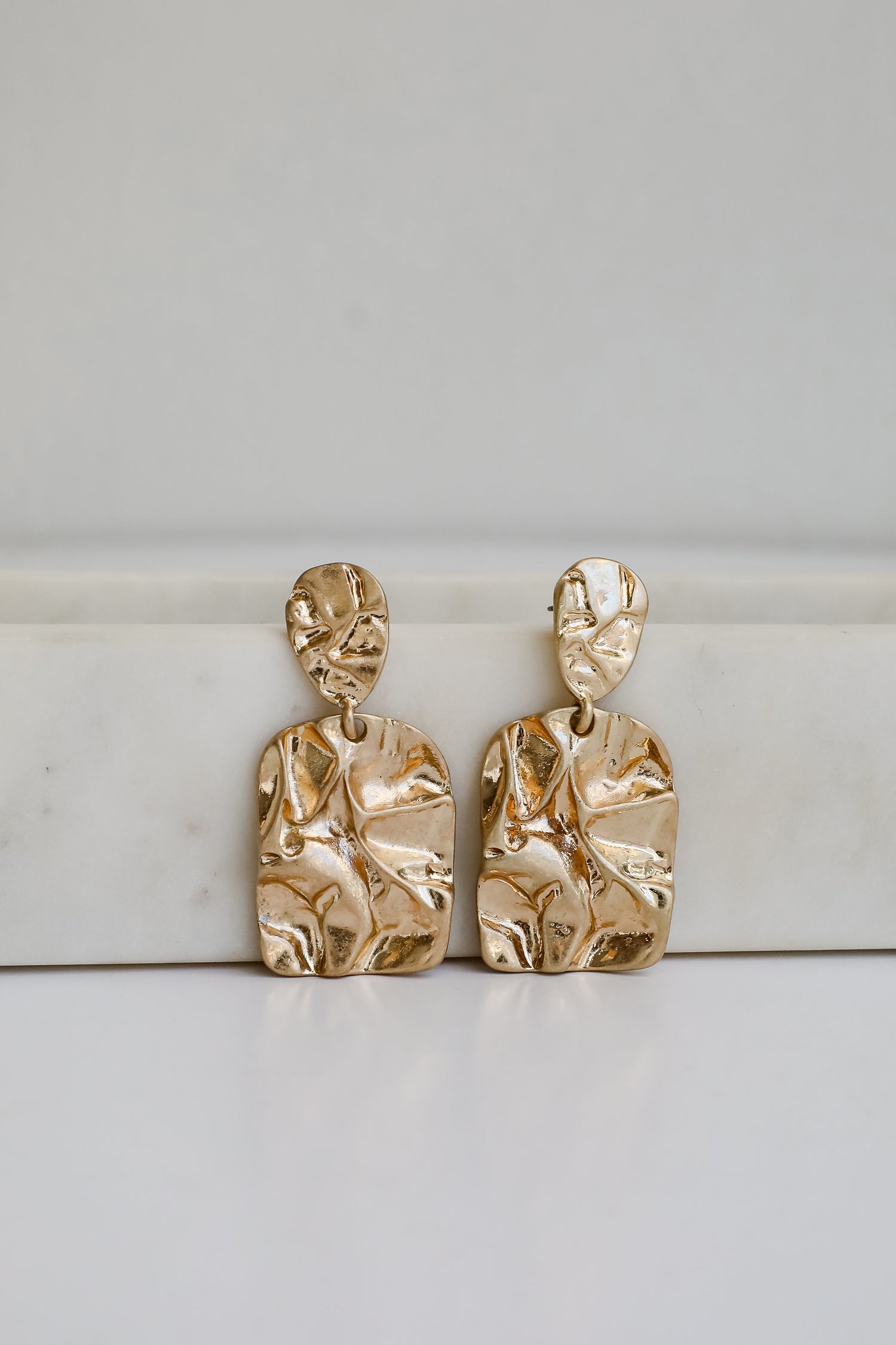 Lola Gold Hammered Drop Earrings