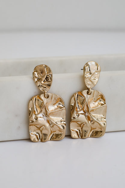 Lola Gold Hammered Drop Earrings