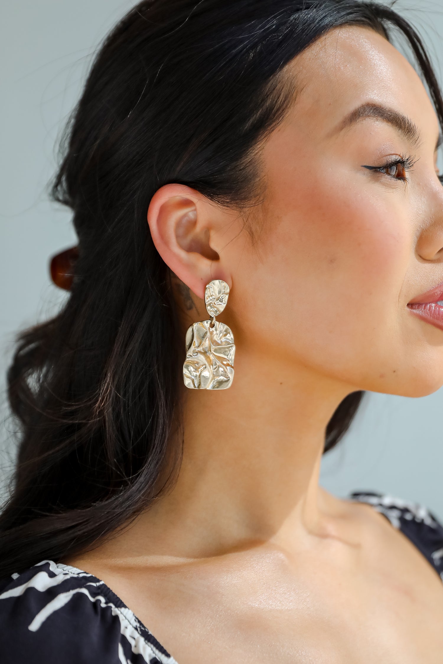 Lola Gold Hammered Drop Earrings