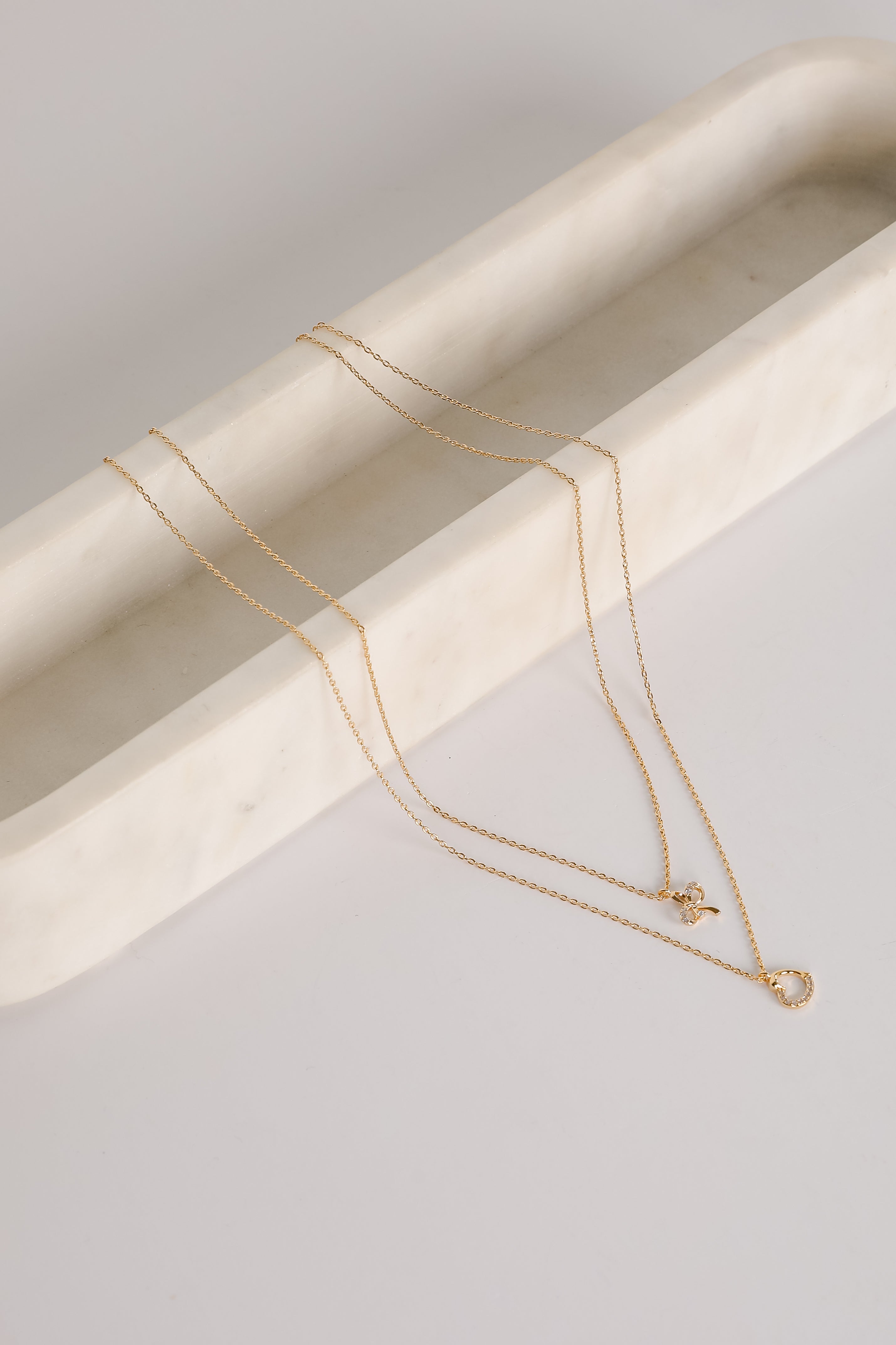 Monica Gold Heart Charm Layered Necklace