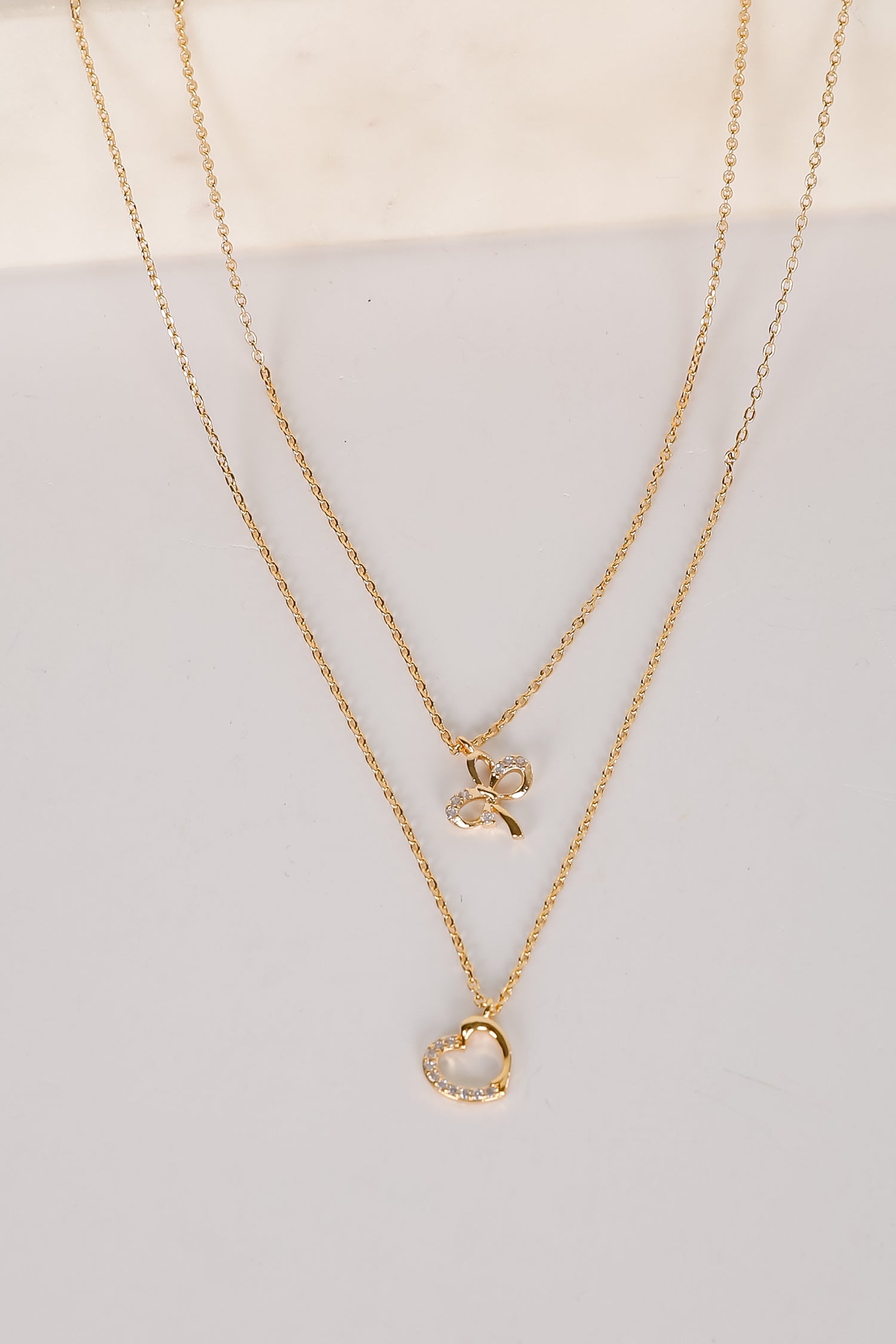 Monica Gold Heart Charm Layered Necklace
