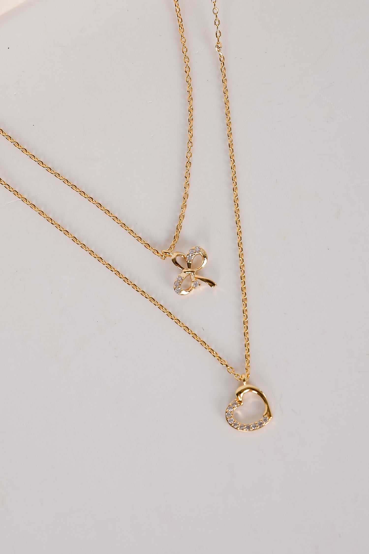 Monica Gold Heart Charm Layered Necklace