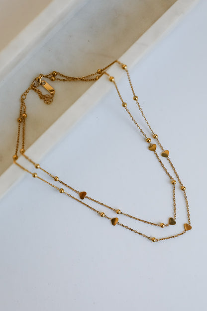 Rosie Gold Heart Charm Layered Necklace