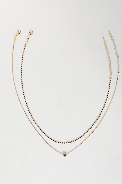 Isabella Gold Heart Charm Layered Necklace