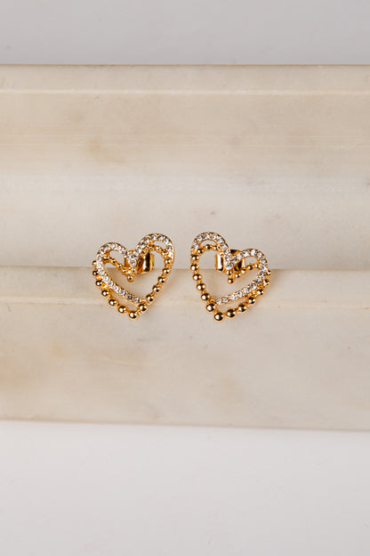 Skye Gold Heart Stud Earrings