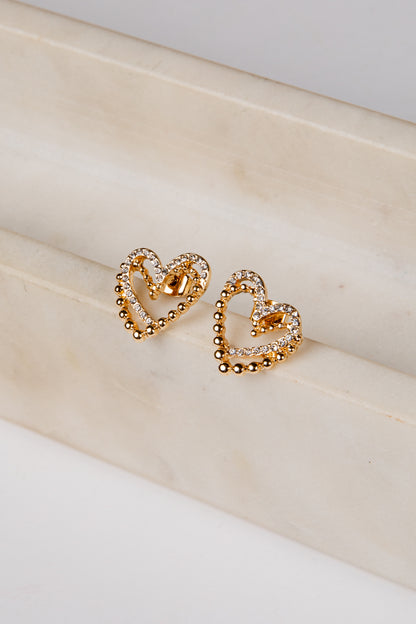 Skye Gold Heart Stud Earrings
