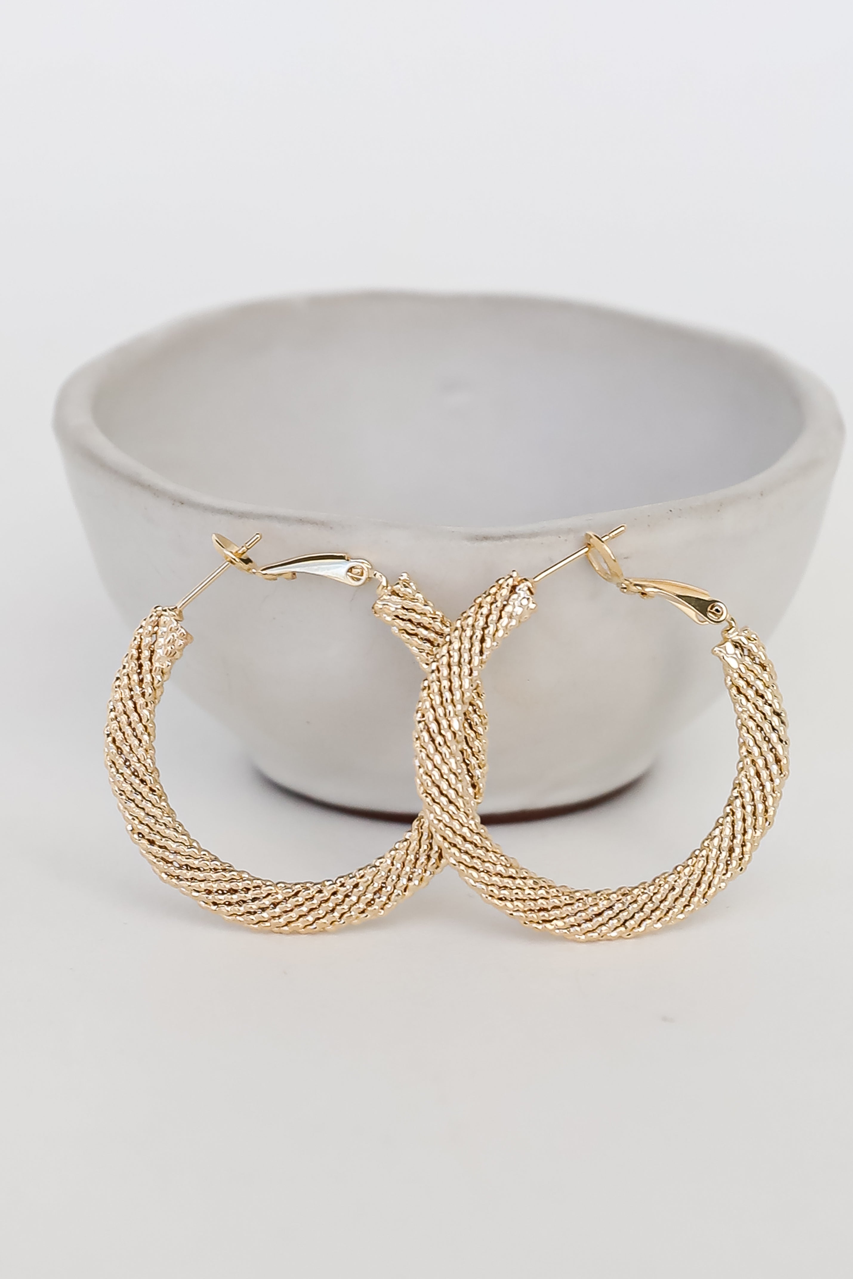 Gold Textured Hoop Earrings