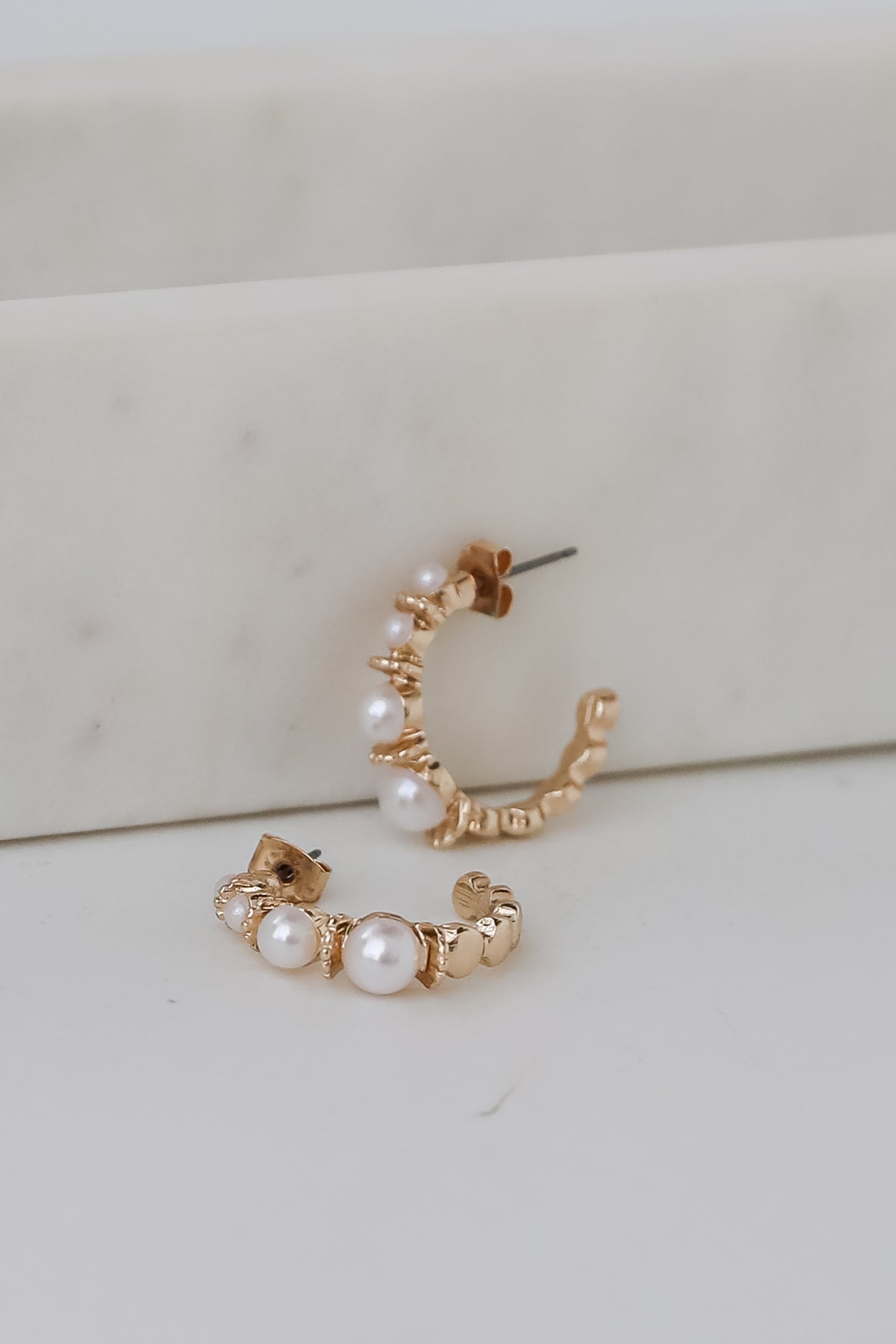 Sienna Gold Pearl Hoop Earrings