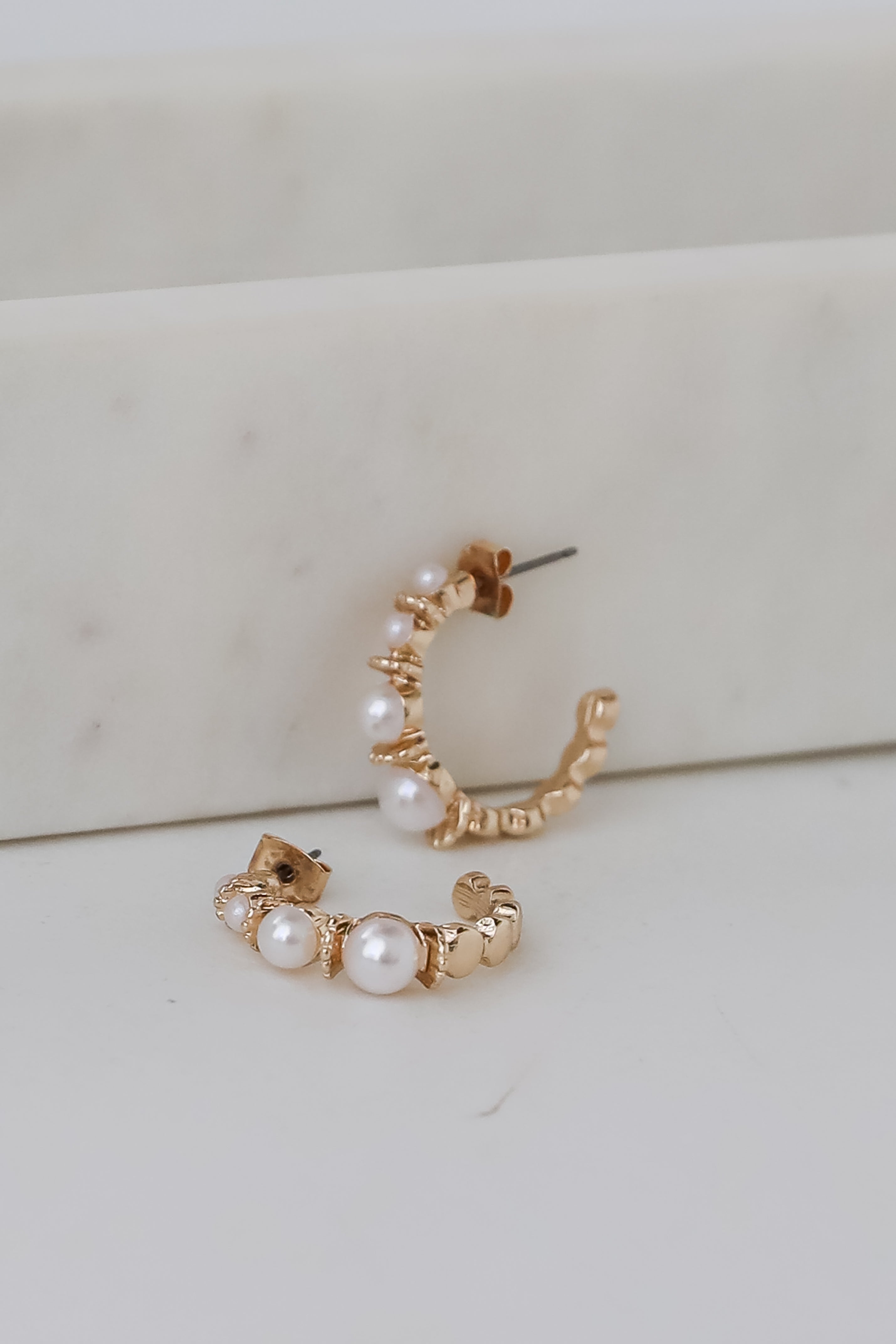 Sienna Gold Pearl Hoop Earrings