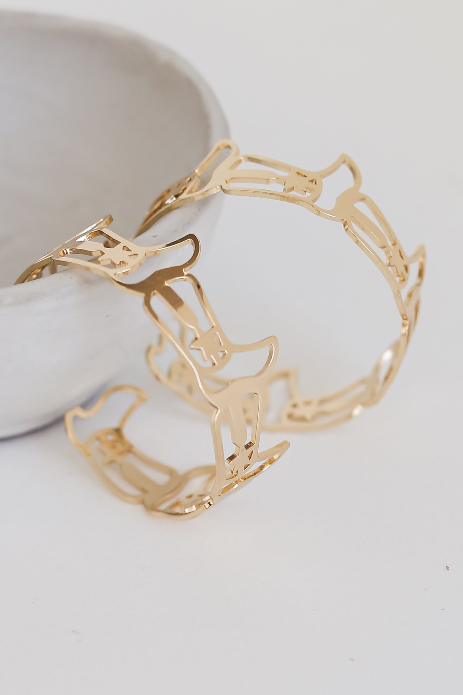 Gold Cowboy Boot Hoop Earrings