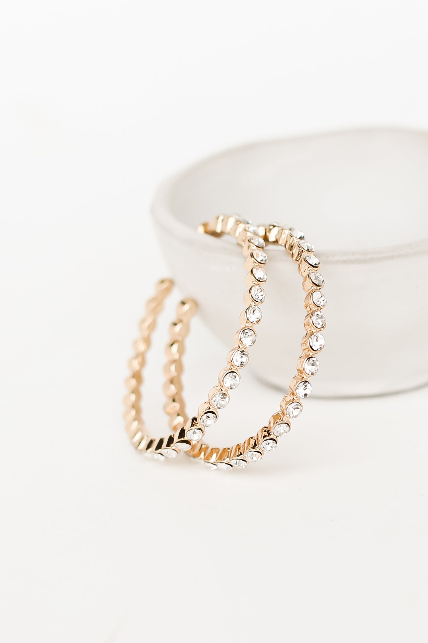 Gold Rhinestone Hoop Earrings