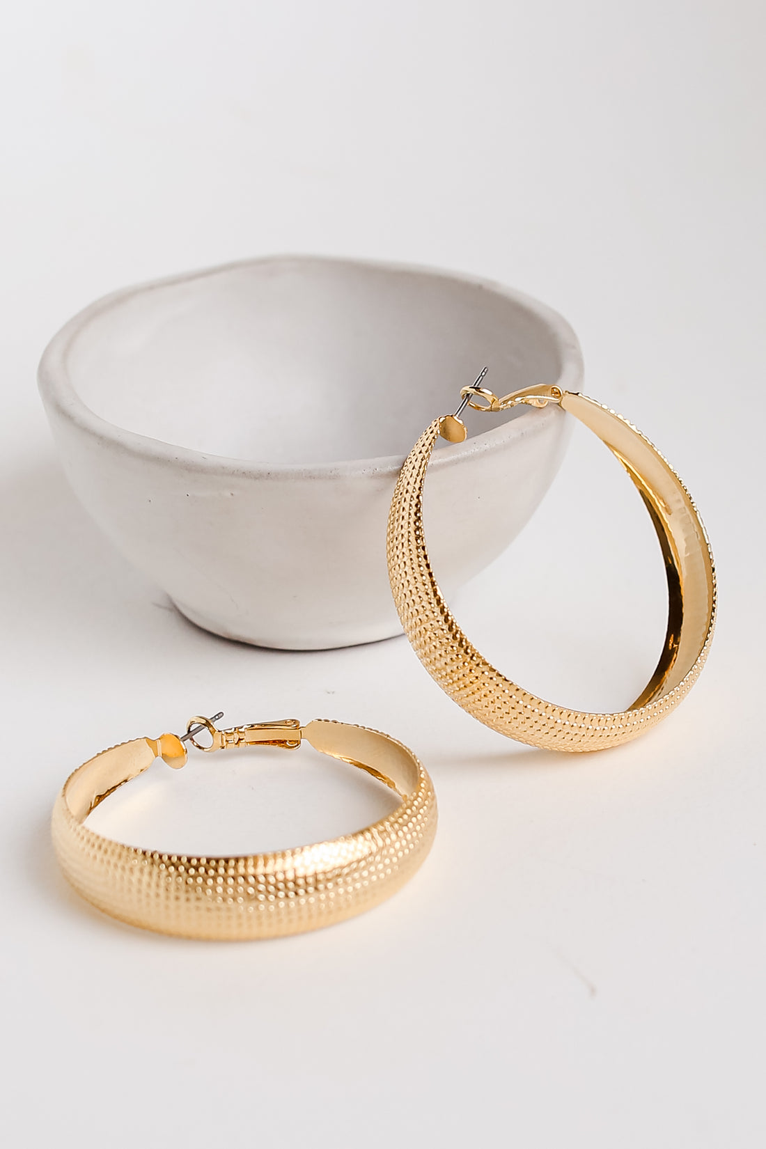 Gold Textured Hoop Earrings