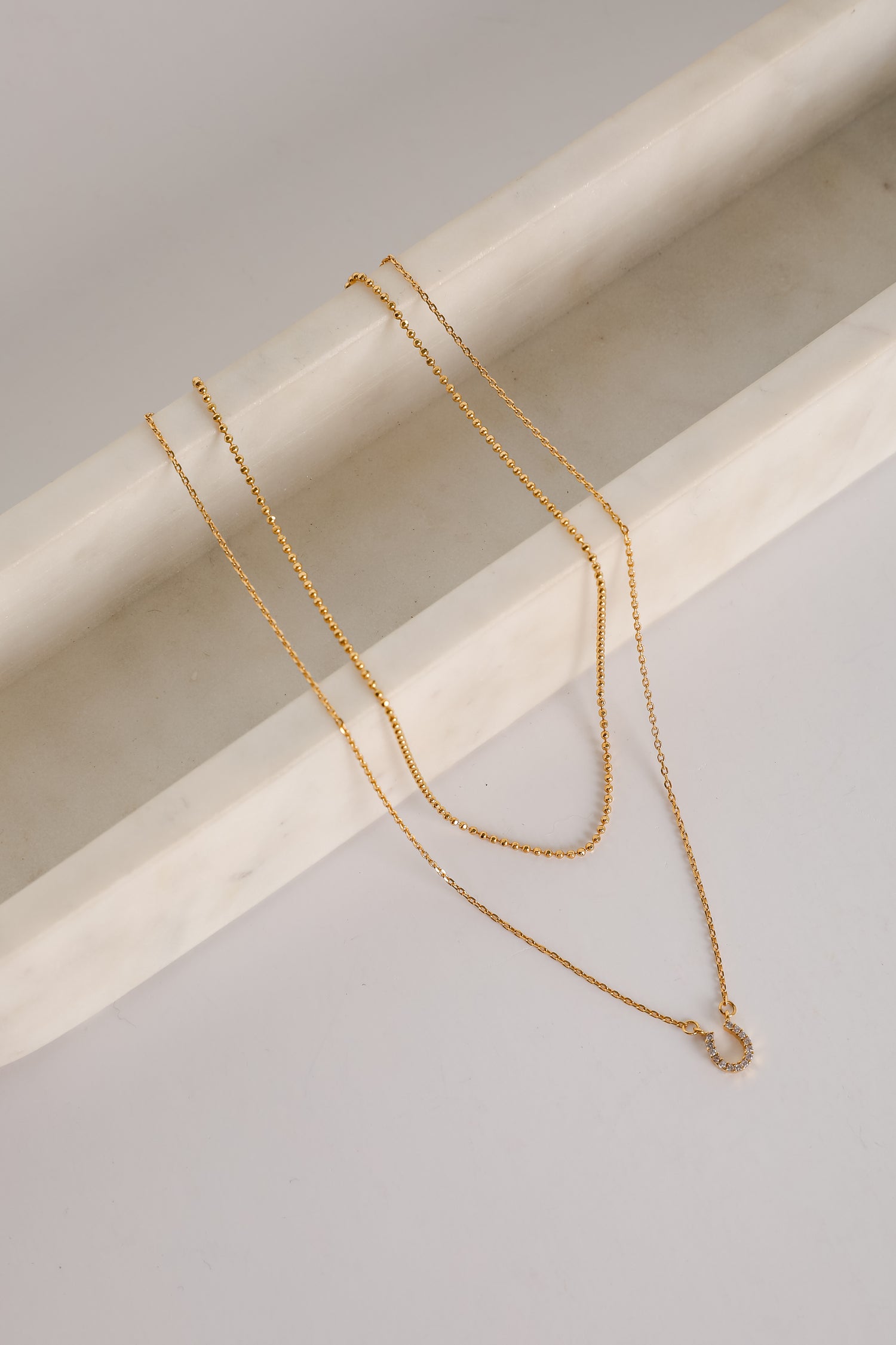 Gabby Gold Horseshoe Charm Necklace