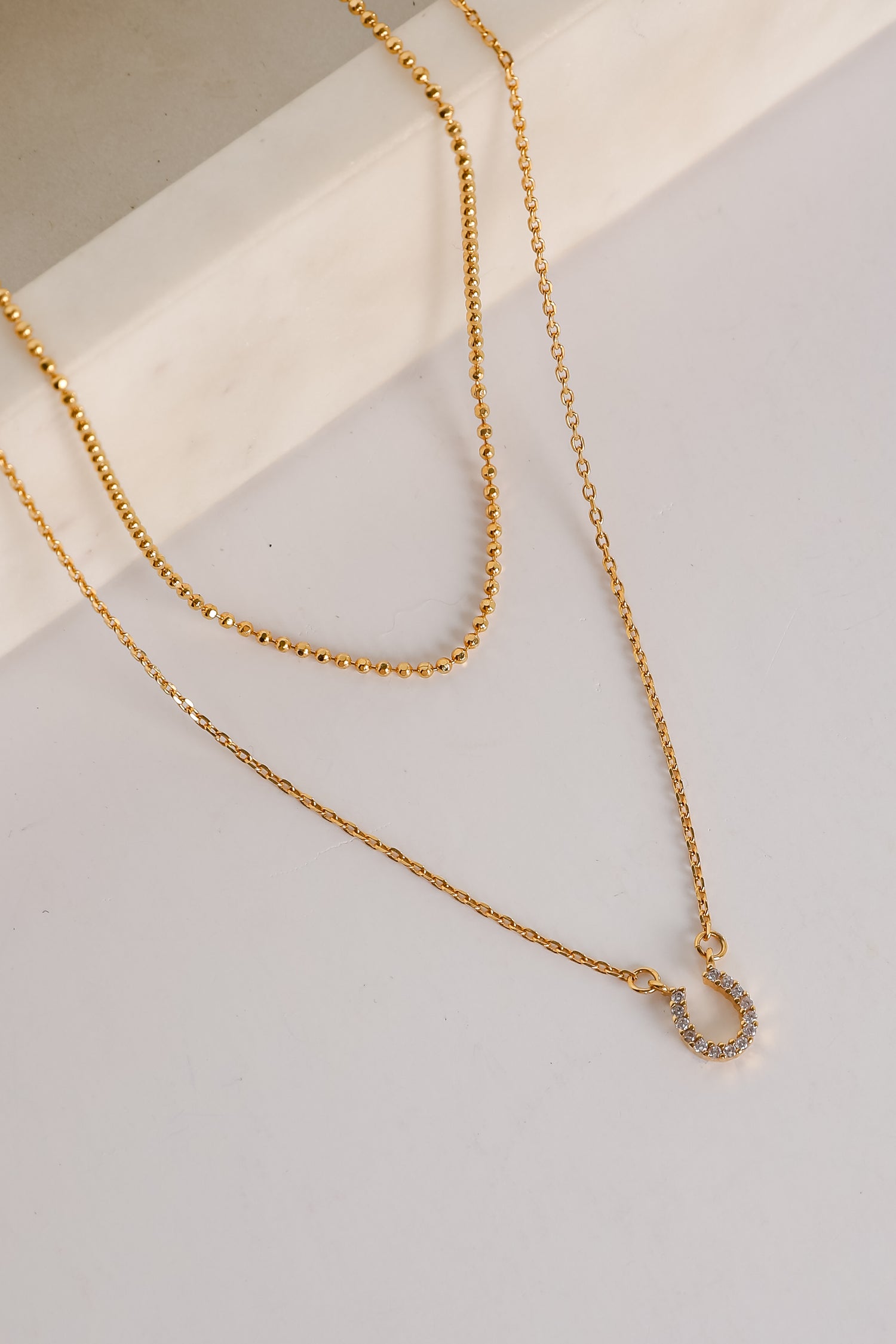 Gabby Gold Horseshoe Charm Necklace