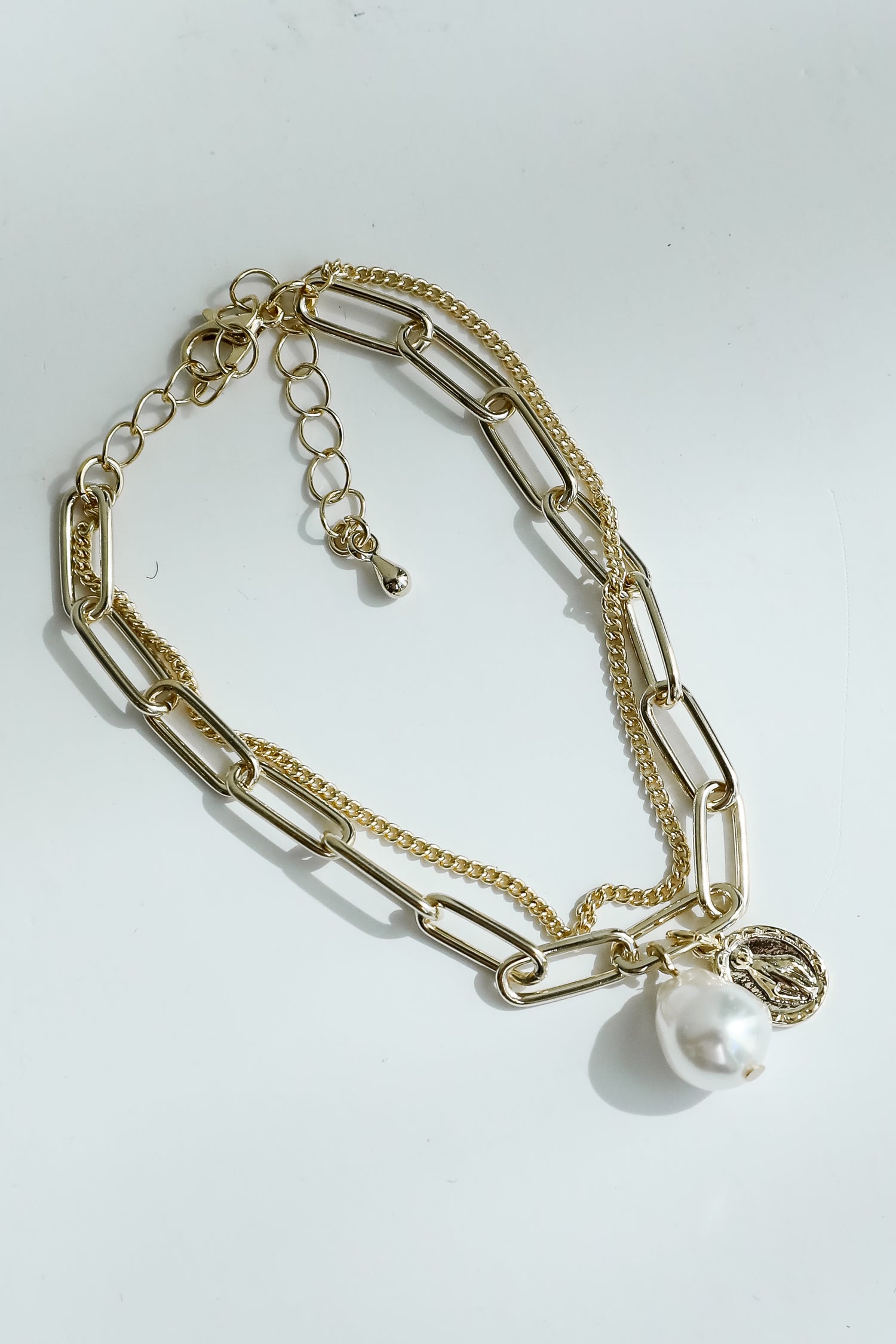 Oaklynn Gold Pearl Layered Chain Bracelet