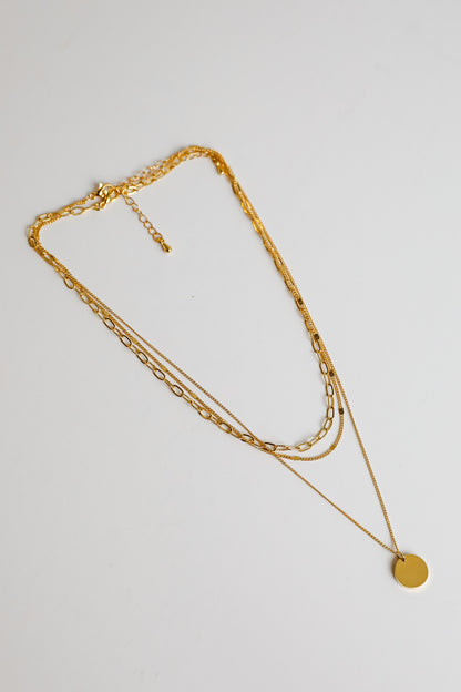 Ruby Gold Layered Chain Necklace