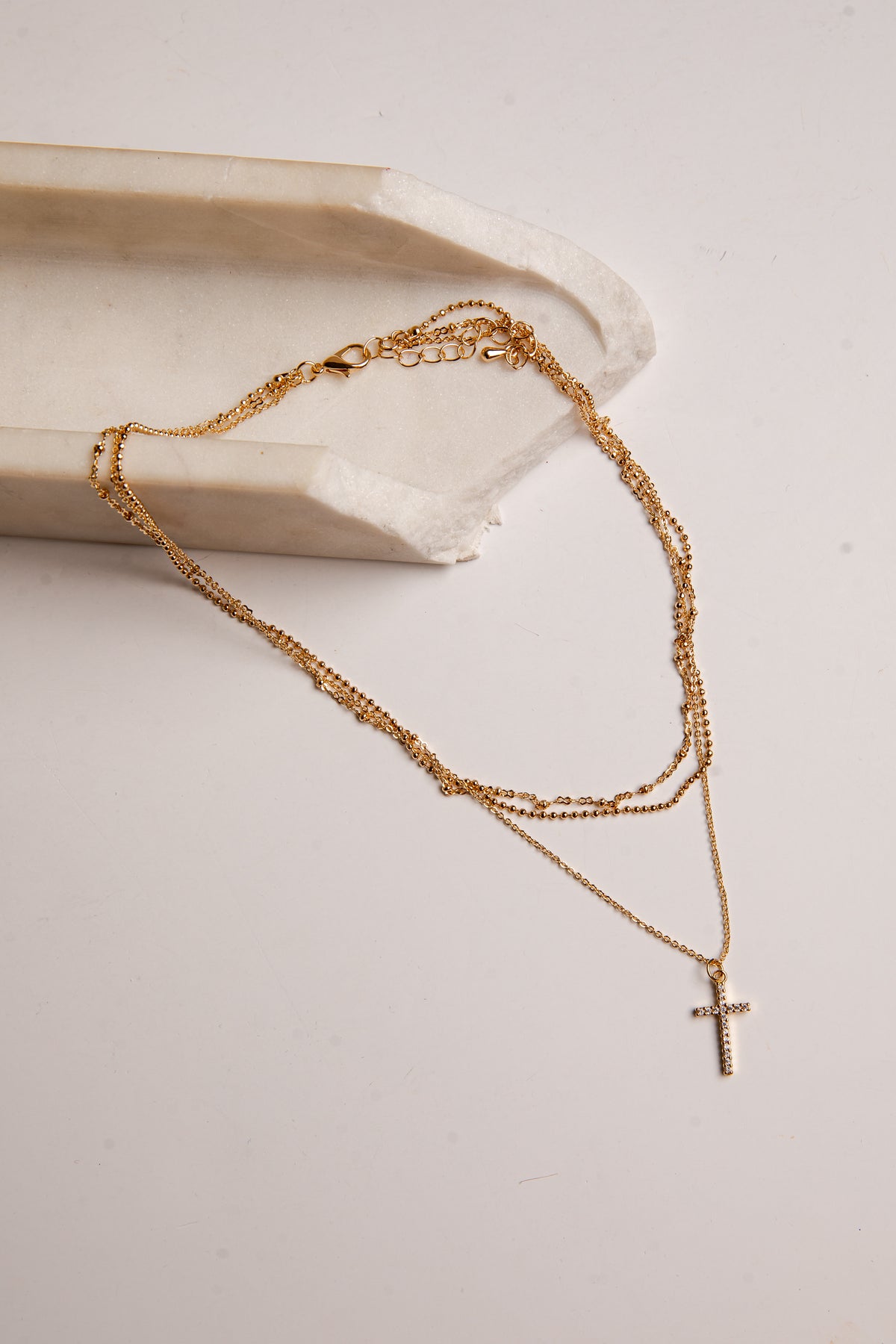 Mary Gold Layered Cross Necklace