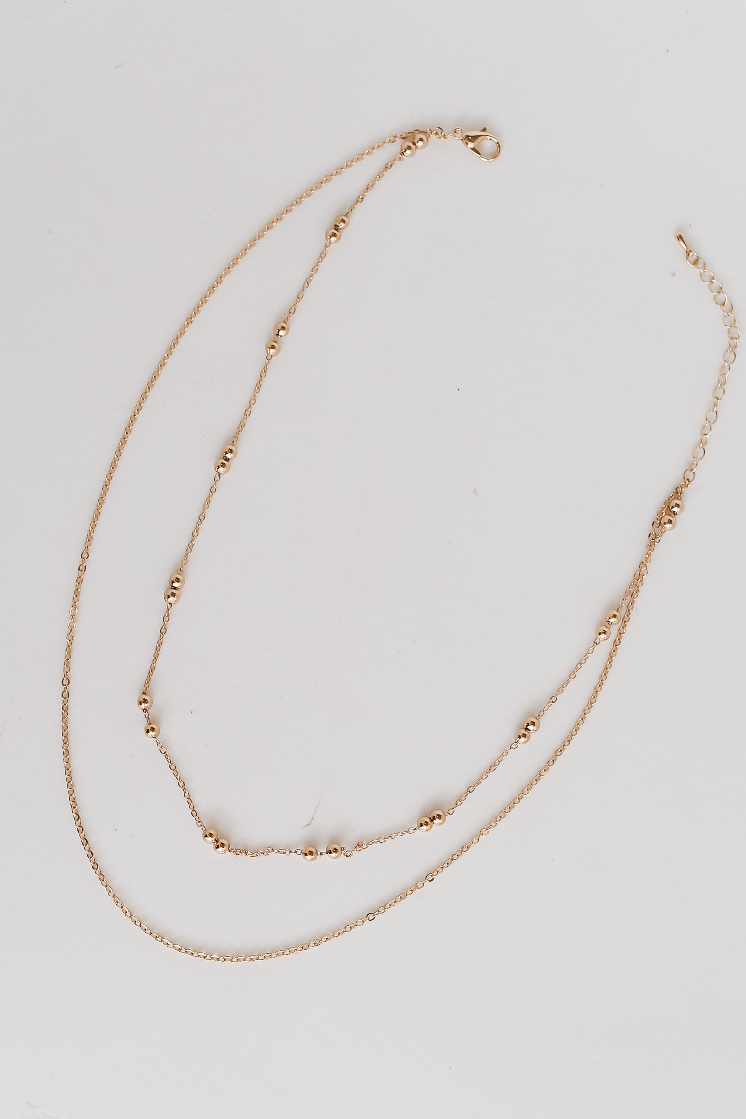 Gold Layered Chain Necklace flat lay