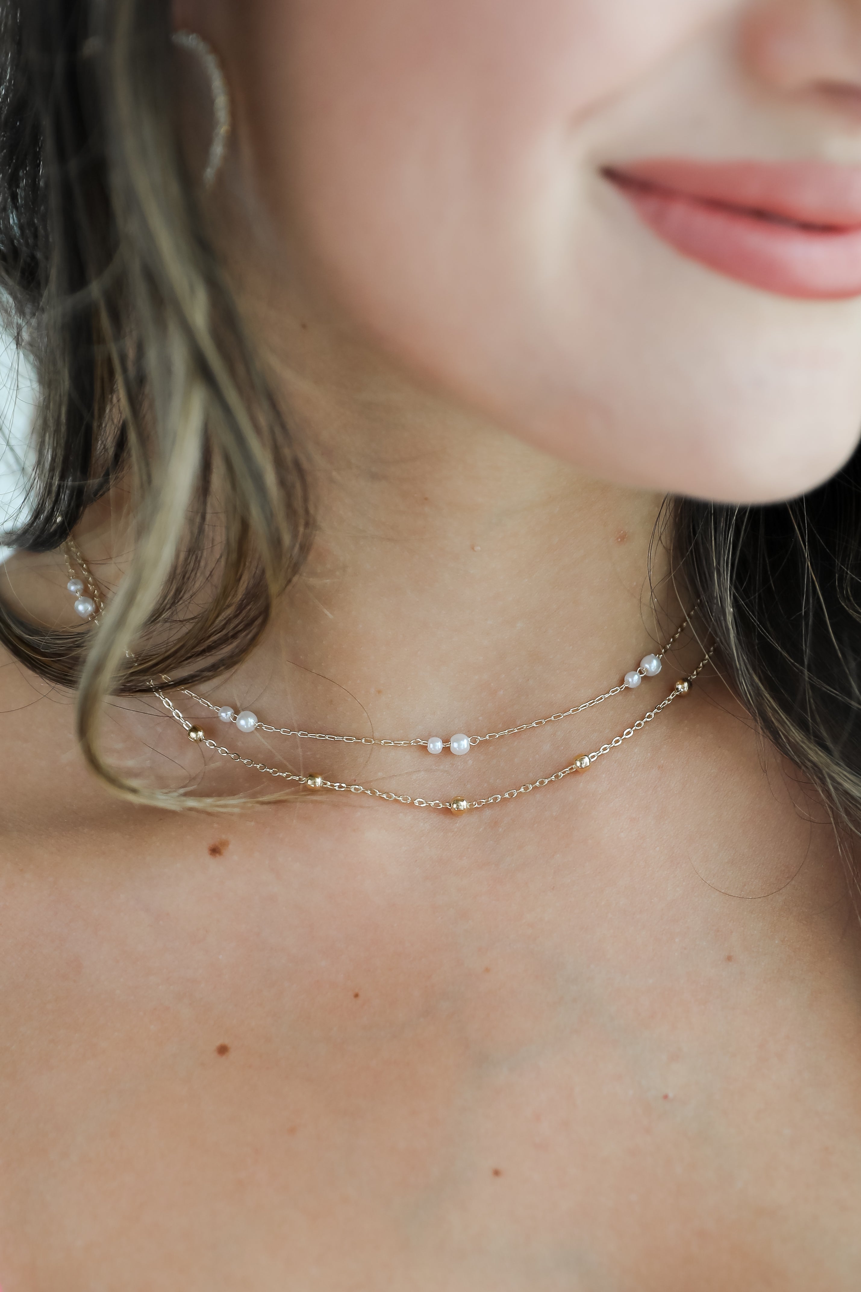 Brooke Gold Pearl Layered Chain Necklace