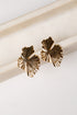 gold stud floral leaf earrings