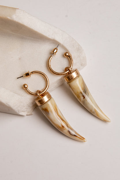 Leona Gold Marbled Horn Earrings