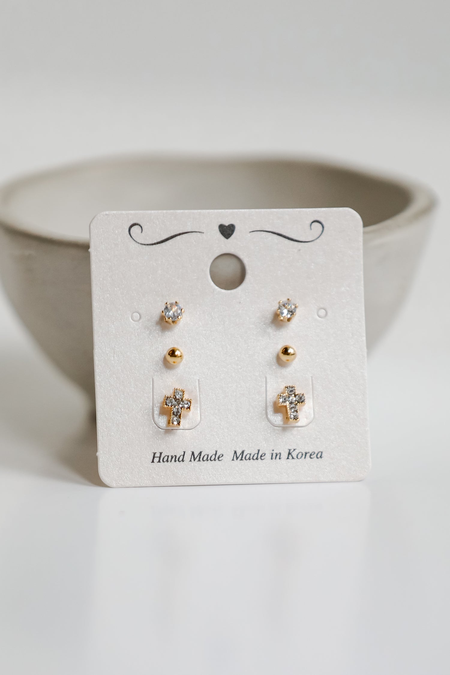 Adrienne Gold Mini Cross Stud Earring Set