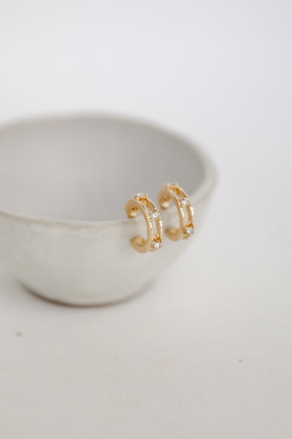 Haven Gold Rhinestone Mini Hoop Earrings