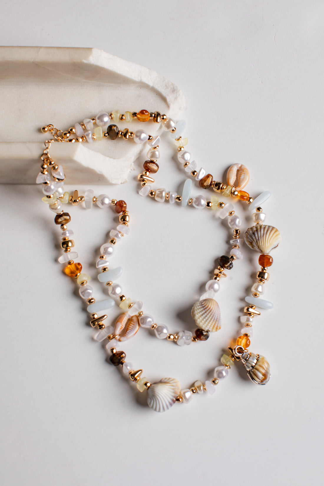 Melanie Mixed Bead Gold Layered Necklace