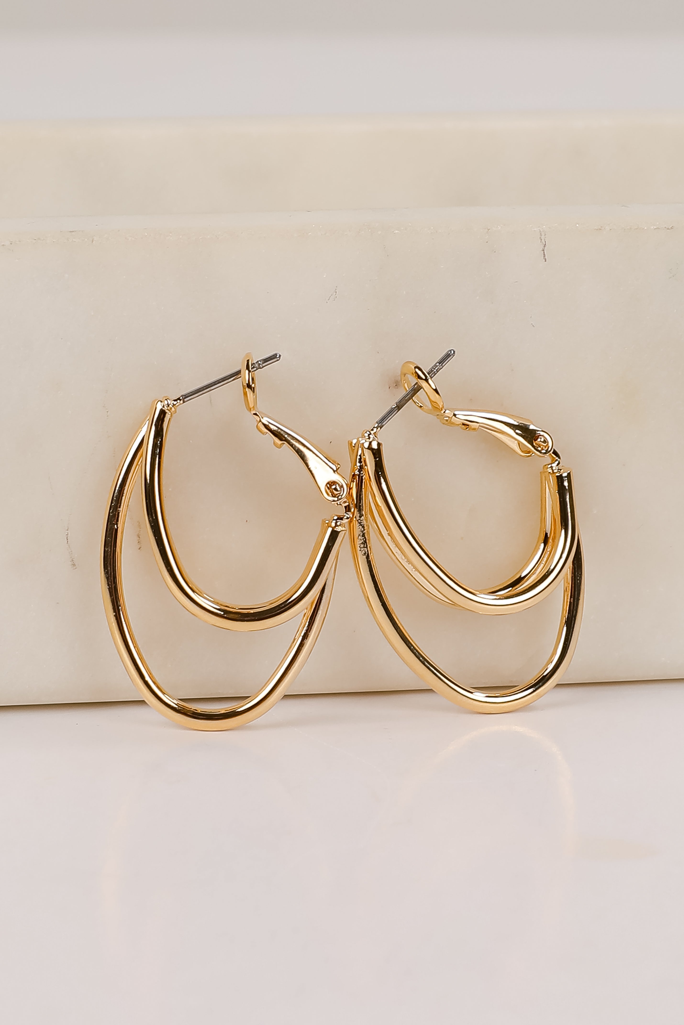 Rosie Gold Oval Double Hoop Earrings