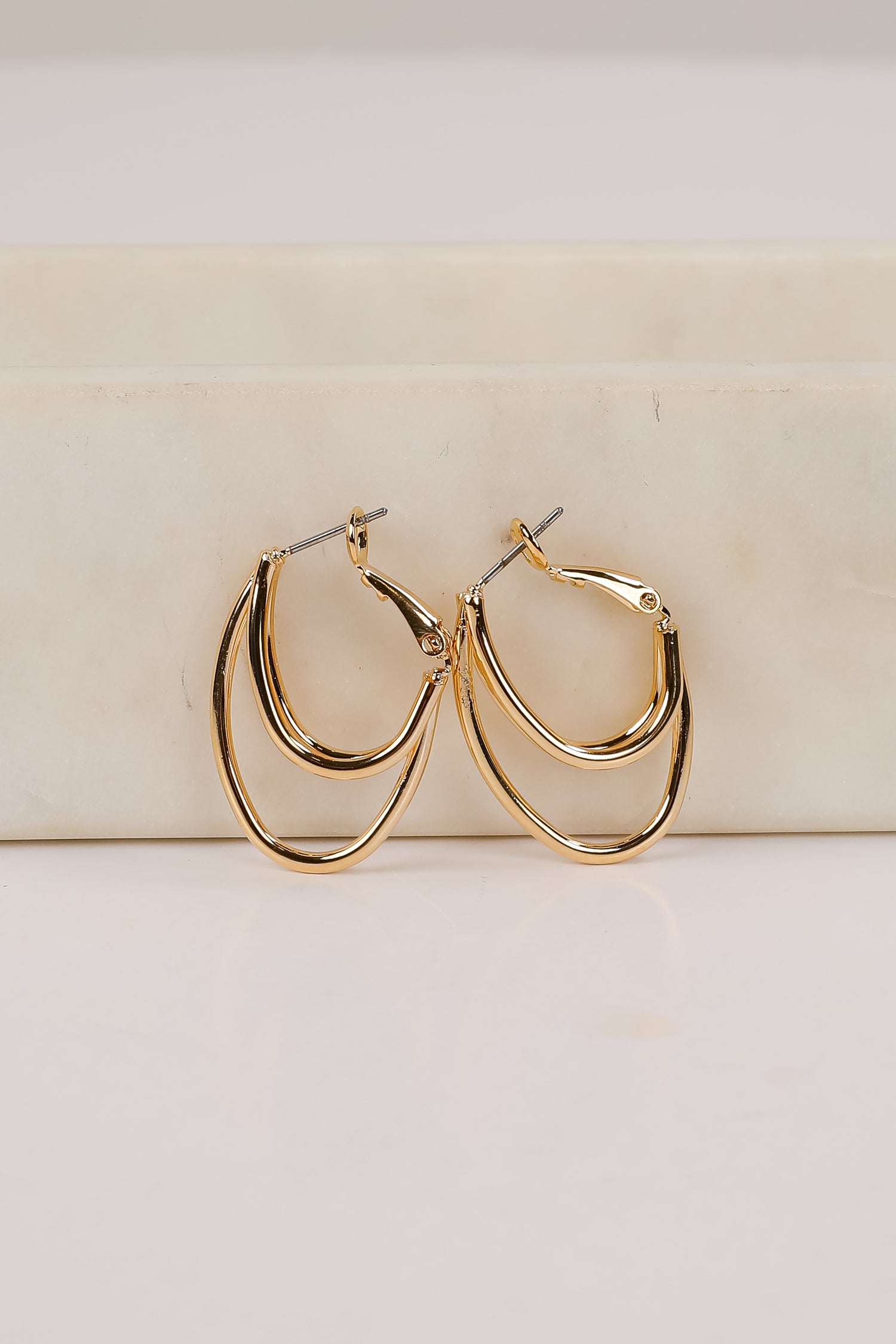 Rosie Gold Oval Double Hoop Earrings