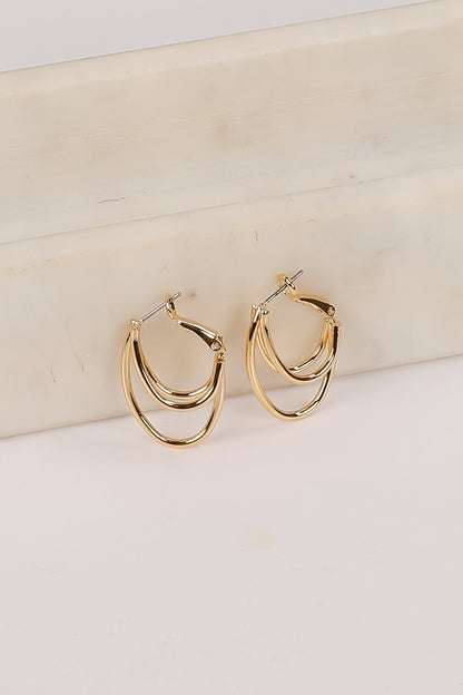 Rosie Gold Oval Double Hoop Earrings