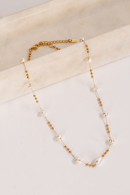 Miley Gold Pearl Chain Necklace